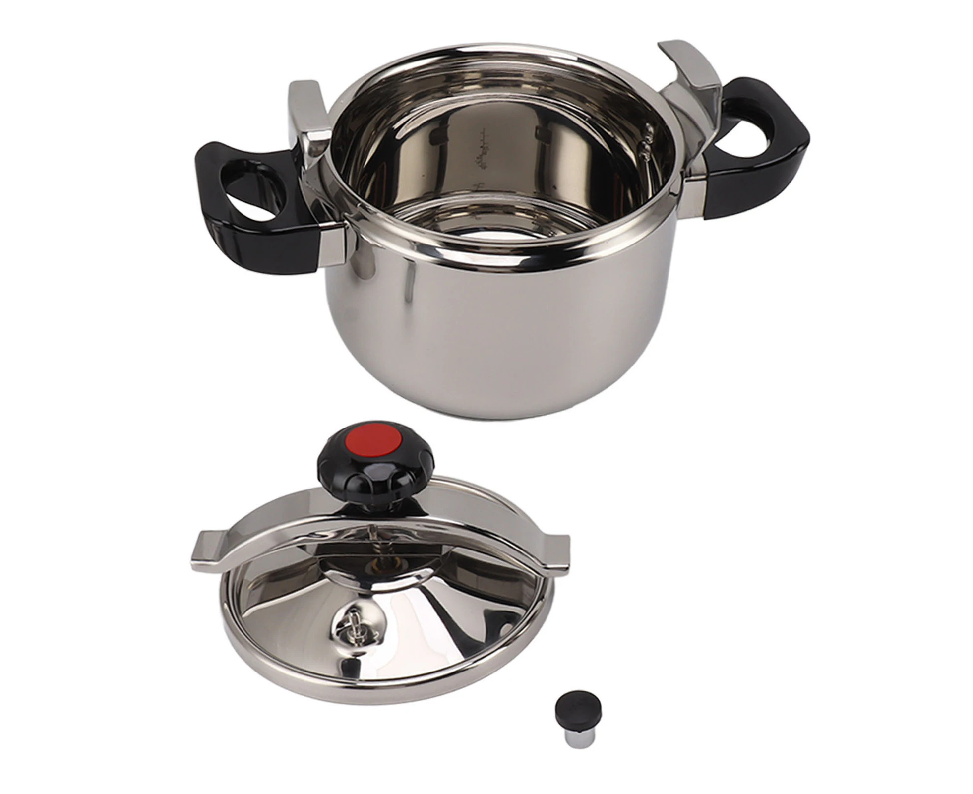 Household Stainless Steel Pressure Cooker Canner Explosion Proof Double Bottom Pressure Cooker for Gas Stoves Induction Stoves Shiny Style 7L 24CM