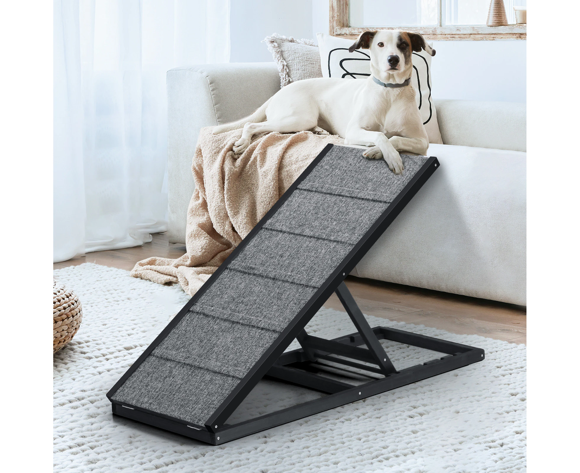 Alopet Dog Pet Ramp Adjustable Height Dogs Stairs Bed Sofa Car Foldable 100cm