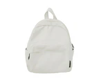 Japanese Canvas Backpack for Teen Women Men School Bag Solid Female Bookbag - Beige