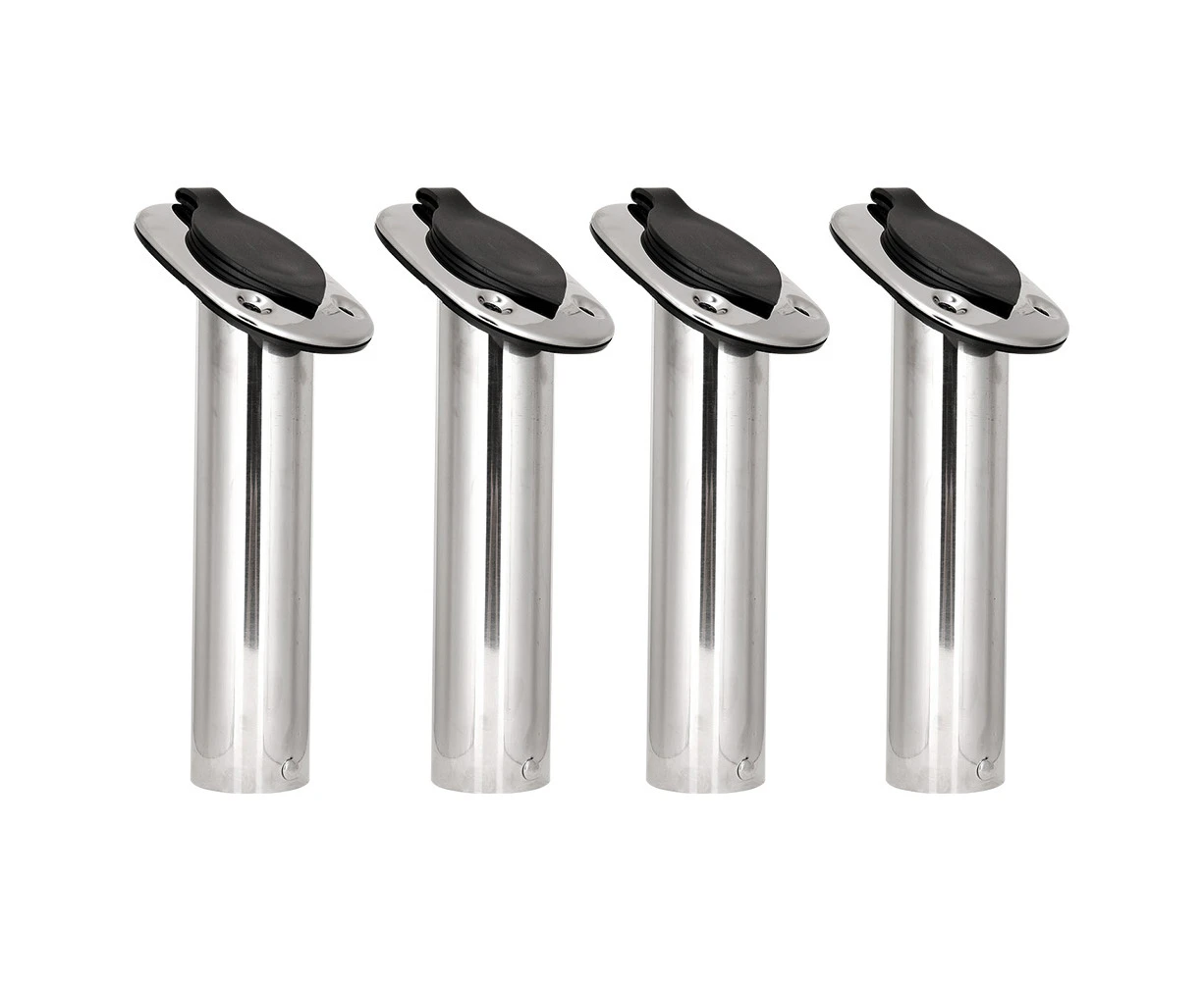 4pcs Fishing Rod Holder Set 304 Stainless Steel Flush Mount 30 Degree Fish Boat with Cap