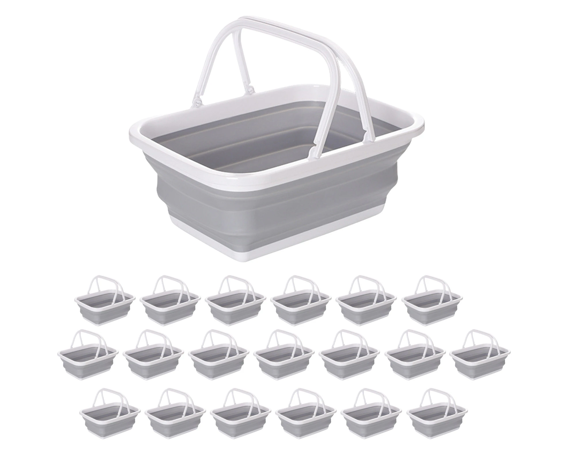 20x 9L Collapsible Laundry Folding Clothes Basket w Handles Bin Bulk -Grey/White