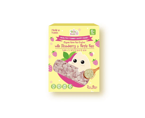 Baby Basic Organic Germ Rice Cracker - Strawberry&Purple Rice