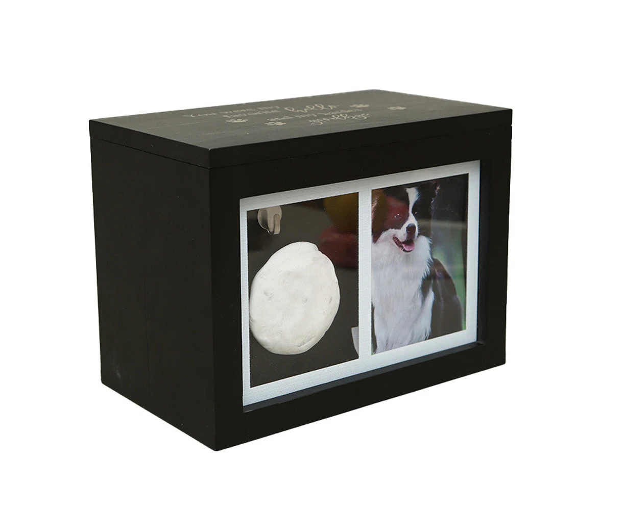 Pet Memorial Urns for Dog or Cat Ashes with Stamp Wooden Funeral Urns with Photo Frame Cat and Dog Urns for Ashes Pet Funeral Box