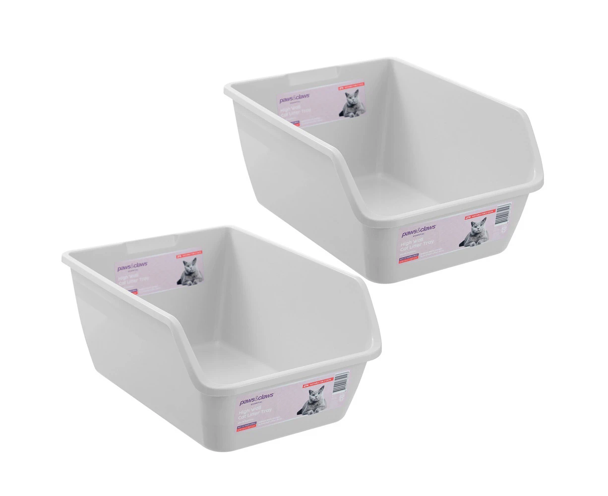 2x Paws & Claws Hygienic High Wall Cat/Kitten Litter Tray Medium 45x33.5x20cm