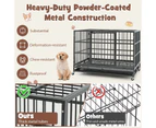 Costway 120CM Foldable Metal Dog Cage Chew-proof Dog Crate Portable Dog Kennel Crate w/Lockable Wheels