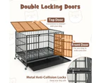 Costway 120CM Foldable Metal Dog Cage Chew-proof Dog Crate Portable Dog Kennel Crate w/Lockable Wheels