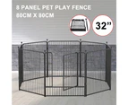 8 Panel Pet Playpen Dog Cage Enclosure Run Cat Puppy Exercise Play Pen Fence 32'' Indoor/Outdoor