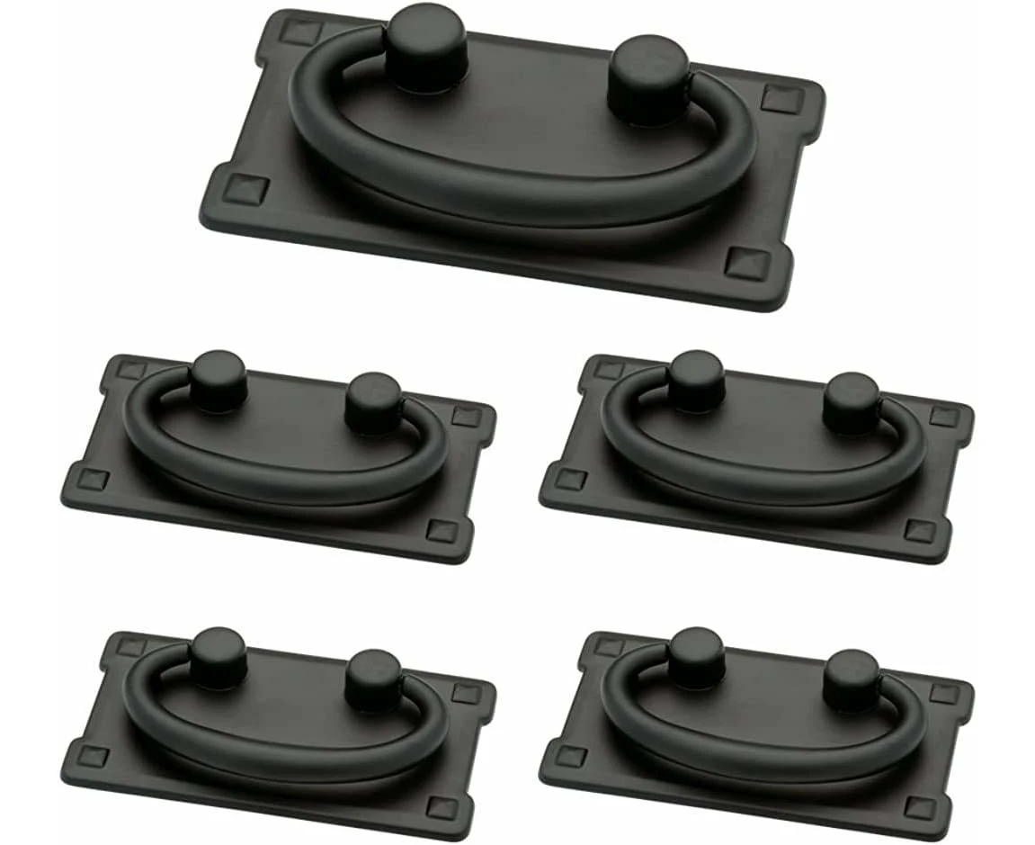 Brass 3-inch Horizontal C-C Bail Kitchen Cabinet Hardware Drawer Handle Pull, Flat Black,5Pack