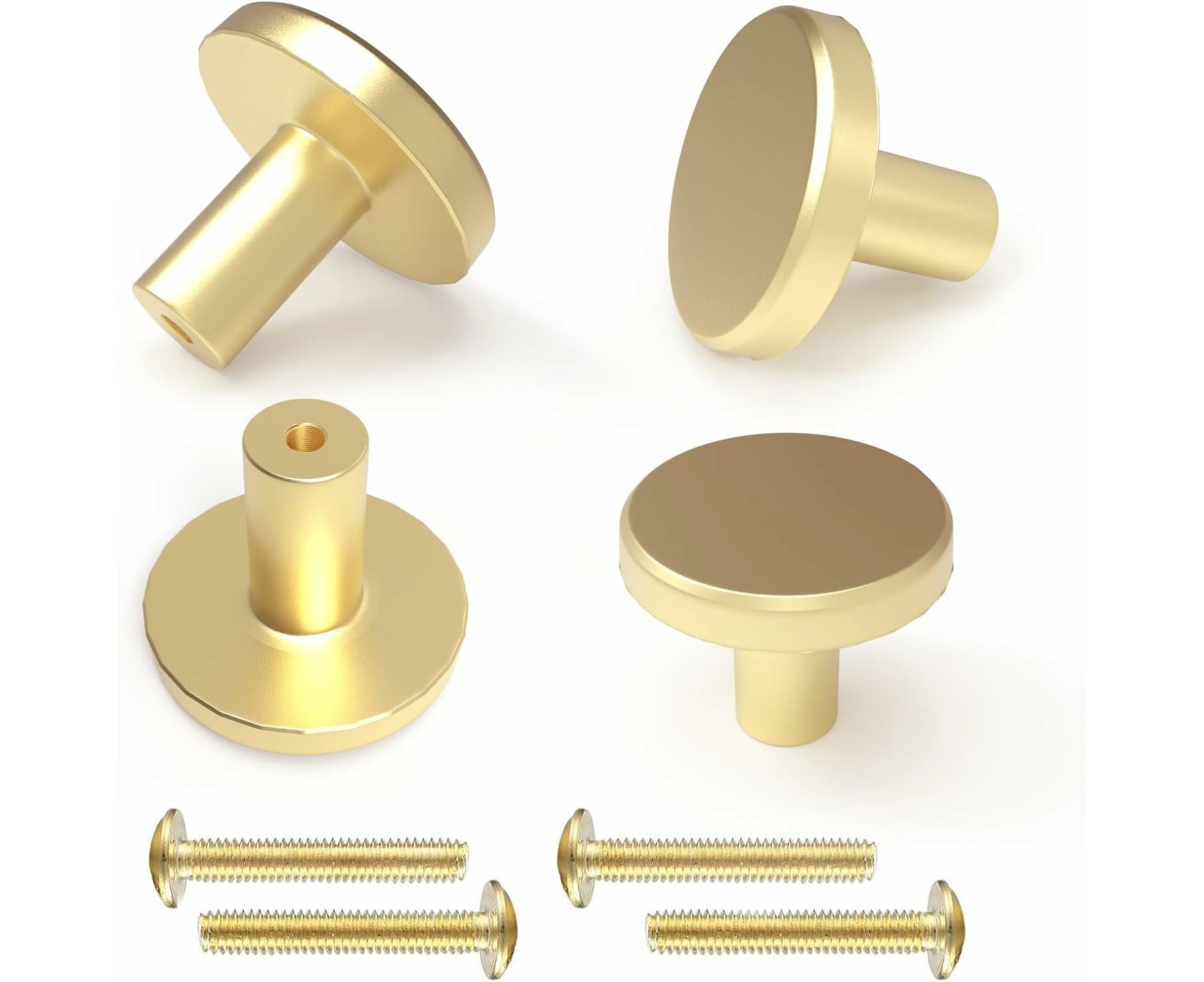 Brass Cabinet Knobs,Gold Round Solid Brass Drawer Knobs,28mm Diameter Single Hole Brass Door Knobs,Drawer Handles for Kitchen,Modern Cabinet Dresser Knob