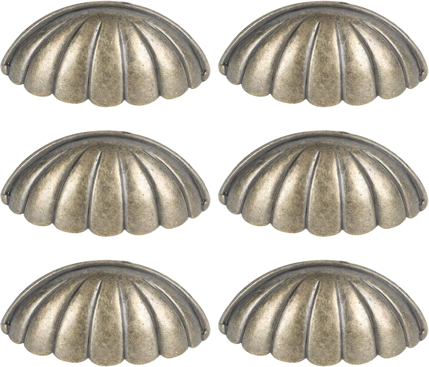 6Pcs Shell Furniture Pulls Antique Drawer Knobs Cup Decorative Cabinet Handles Shell Pull Handles for Furniture Cabinet Door