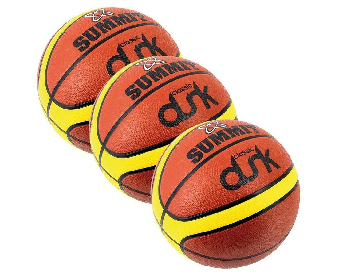 3x Summit Classic Dunk Basketball Indoor Outdoor Sport Game Rubber Ball Size 6