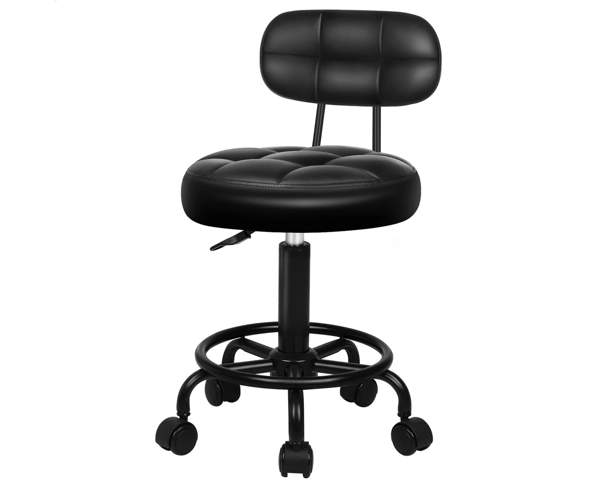 ALFORDSON Salon Stool Swivel Dress Chair Backrest Riley - All Black