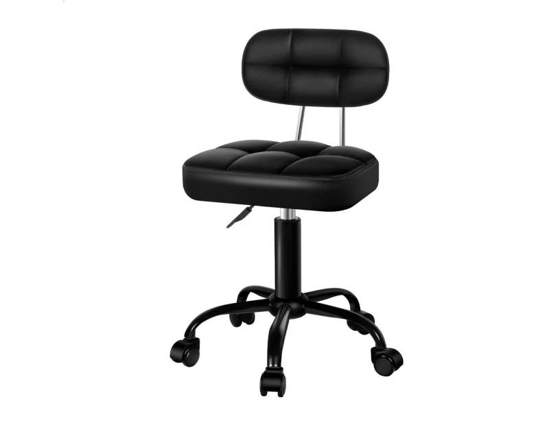 ALFORDSON Salon Stool Swivel Dress Chair Backrest Tufan - All Black