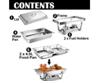 9l 4.5x2 Bain Marie Bow Food Buffet Warmer Pan Chafing Dish Stainless Steel Catering Warmer Set With Trays Lid Fuel Holder Party Banquet Dining