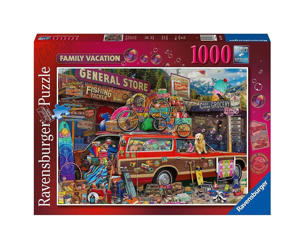 1000pc Ravensburger Family Vacation Holiday Themed Family Jigsaw Puzzle Set