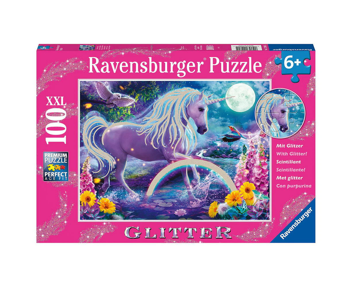 100pc Ravensburger Glitter Unicorn Jigsaw Puzzle Game 49x36cm Kids/Family 6y+