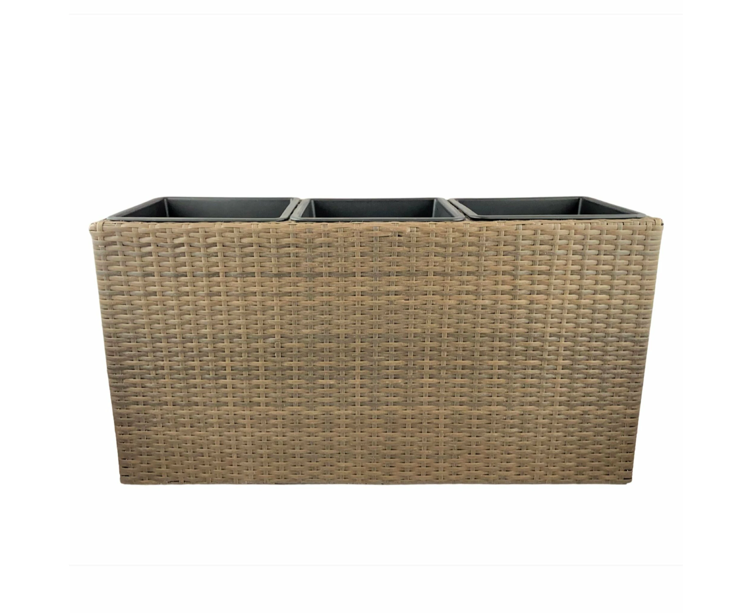 VALLARTA Poly Rattan Wicker Large Planter Pot - Light Brown