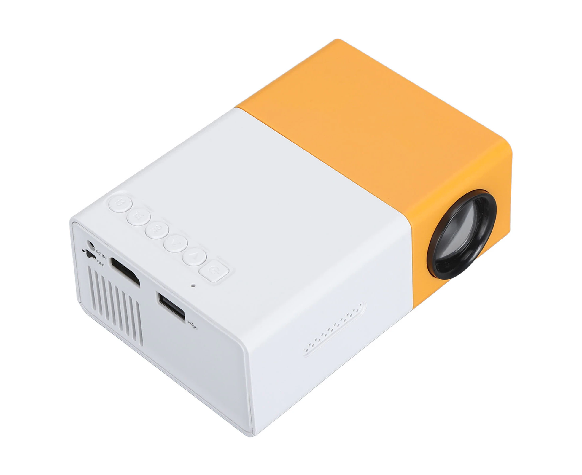 Mini Projector 1080P Full HD Portable LED Projector Home Theater Movie Projector for Kids 100‑240V Yellow White AU Plug