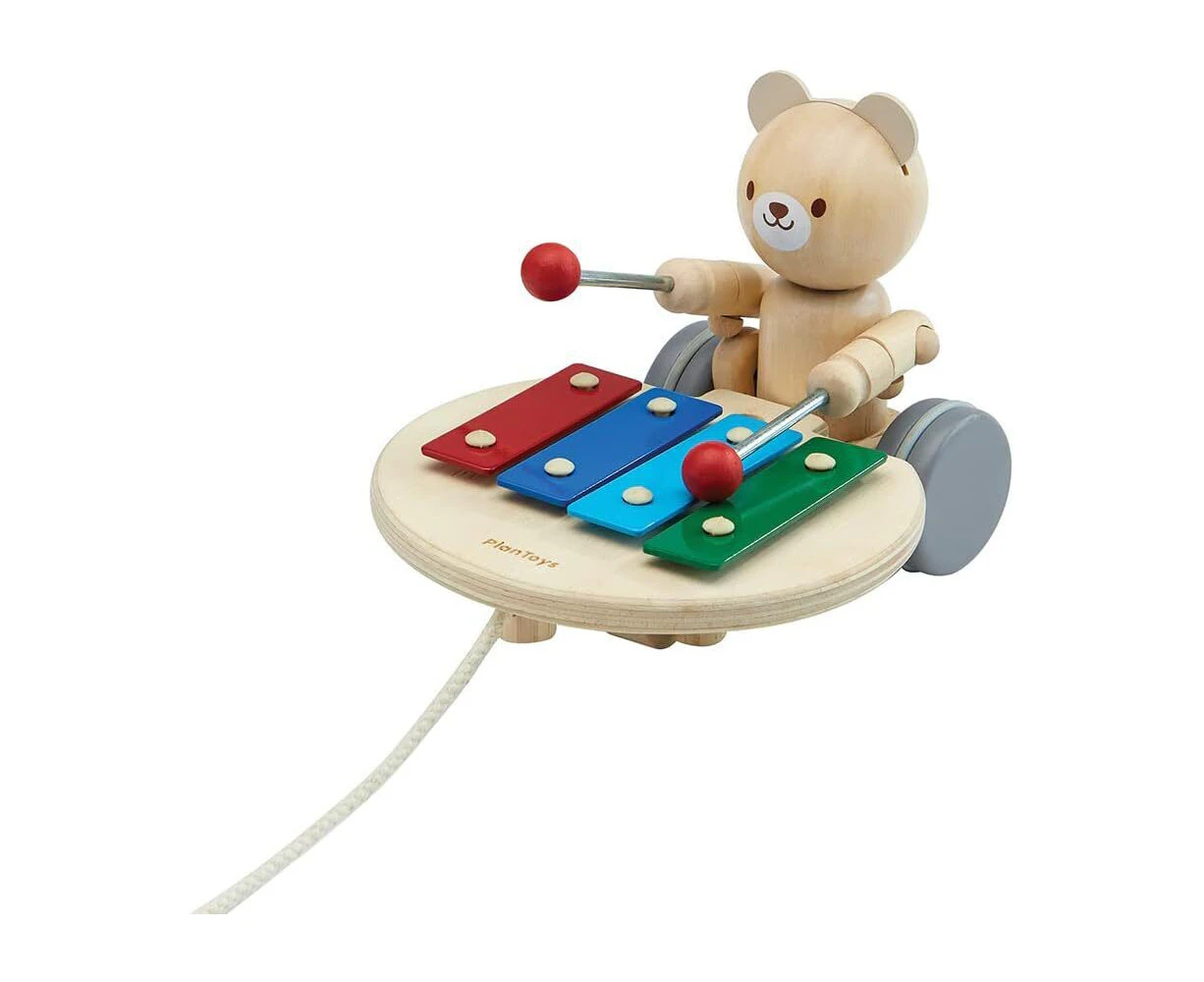 Plan Toys Pull-Along Musical Bear Kids/Childrens Interactive Toy Playset 12M+