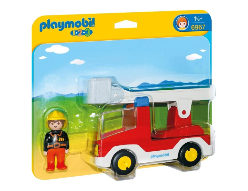 Playmobil 1.2.3 Ladder Unit Fire Truck Playset