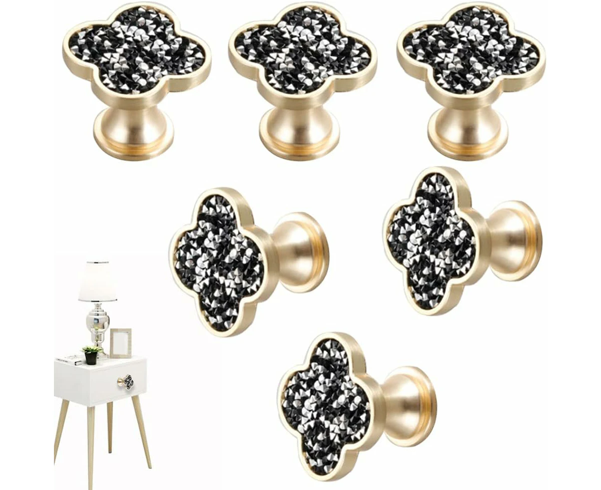 6Pcs Clover Knobs Dresser Cabinets Kitchen Cupboard Pulls Drawer Wardrobe Shoe Cabinet Jewelry Box Pulls Furniture Coffee Table Single Hole Door Handles