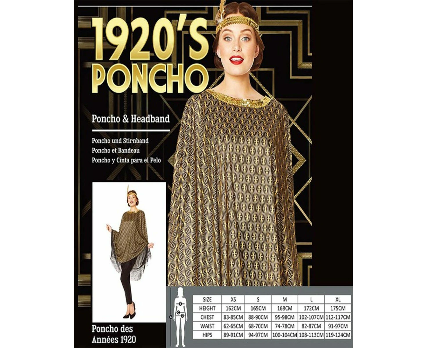 1920s Womens Great Gatsby Costume Poncho and Headband Womens