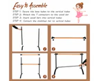 Costway 125CM Portable Ballet Barre Wood Double Dance Bars Adjustable Stretching Bar w/4-position Heights