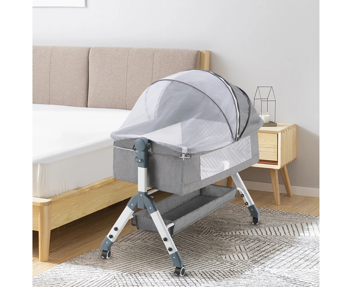 PlayPals Baby Cot Crib Bed Portable Bassinet Bedside Sleeper Adjustable Height