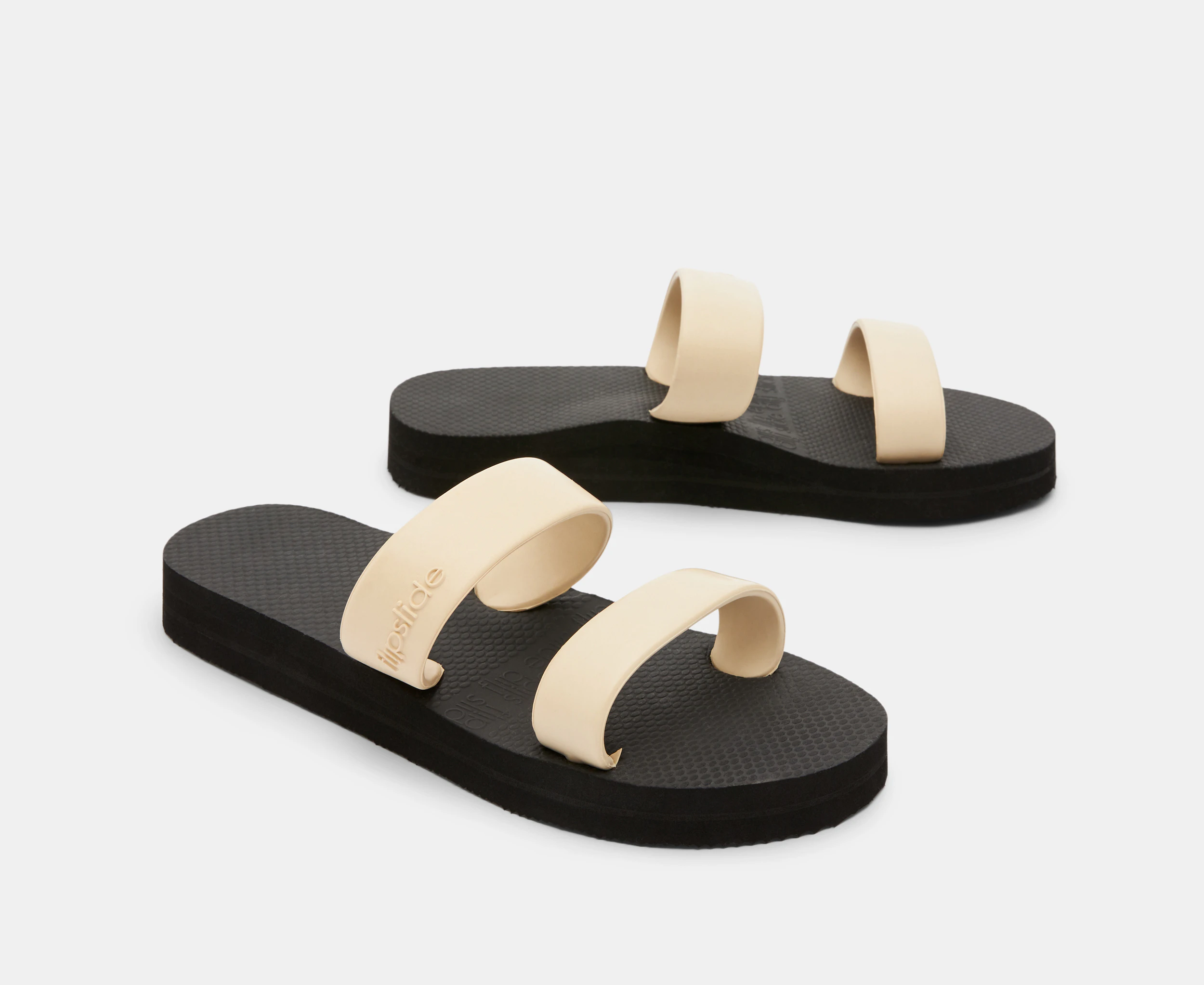 FlipSlide Women's Arch Support Flip Flop Slides - Black/White