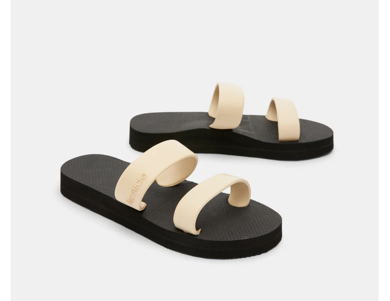 FlipSlide Women's Arch Support Flip Flop Slides - Black/White