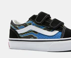 Vans Kids' Old Skool V Sneakers - Pixel Flame Black/Blue