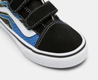 Vans Kids' Old Skool V Sneakers - Pixel Flame Black/Blue