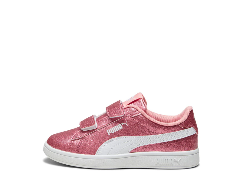 Puma Girls' Smash 3.0 Glitz Glam Sneakers - Peach Smoothie/Puma White