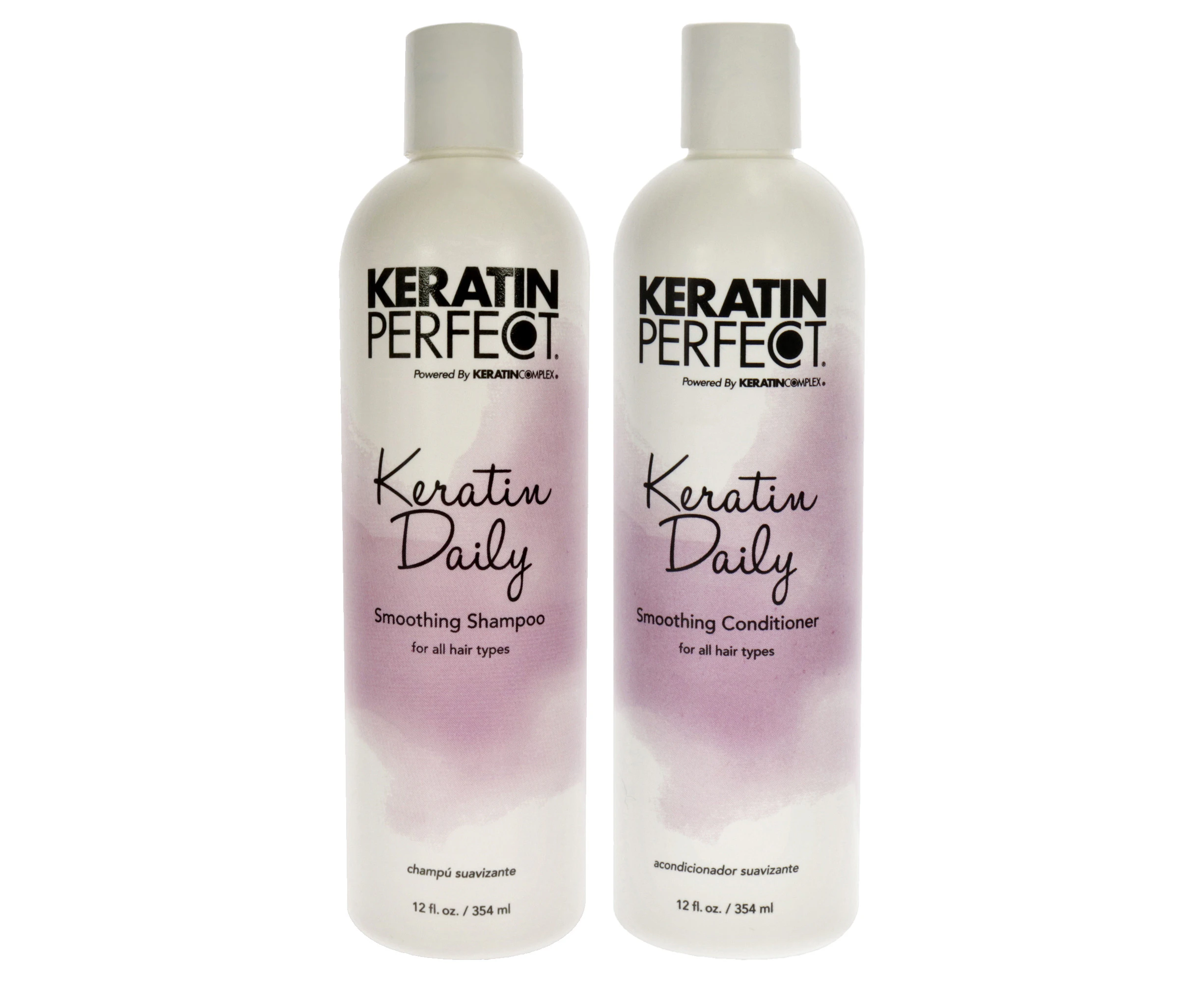 Keratin Daily Shampoo and Conditioner Kit by Keratin Perfect for Unisex - 2 Pc Kit 12oz Shampoo, 12oz Conditioner