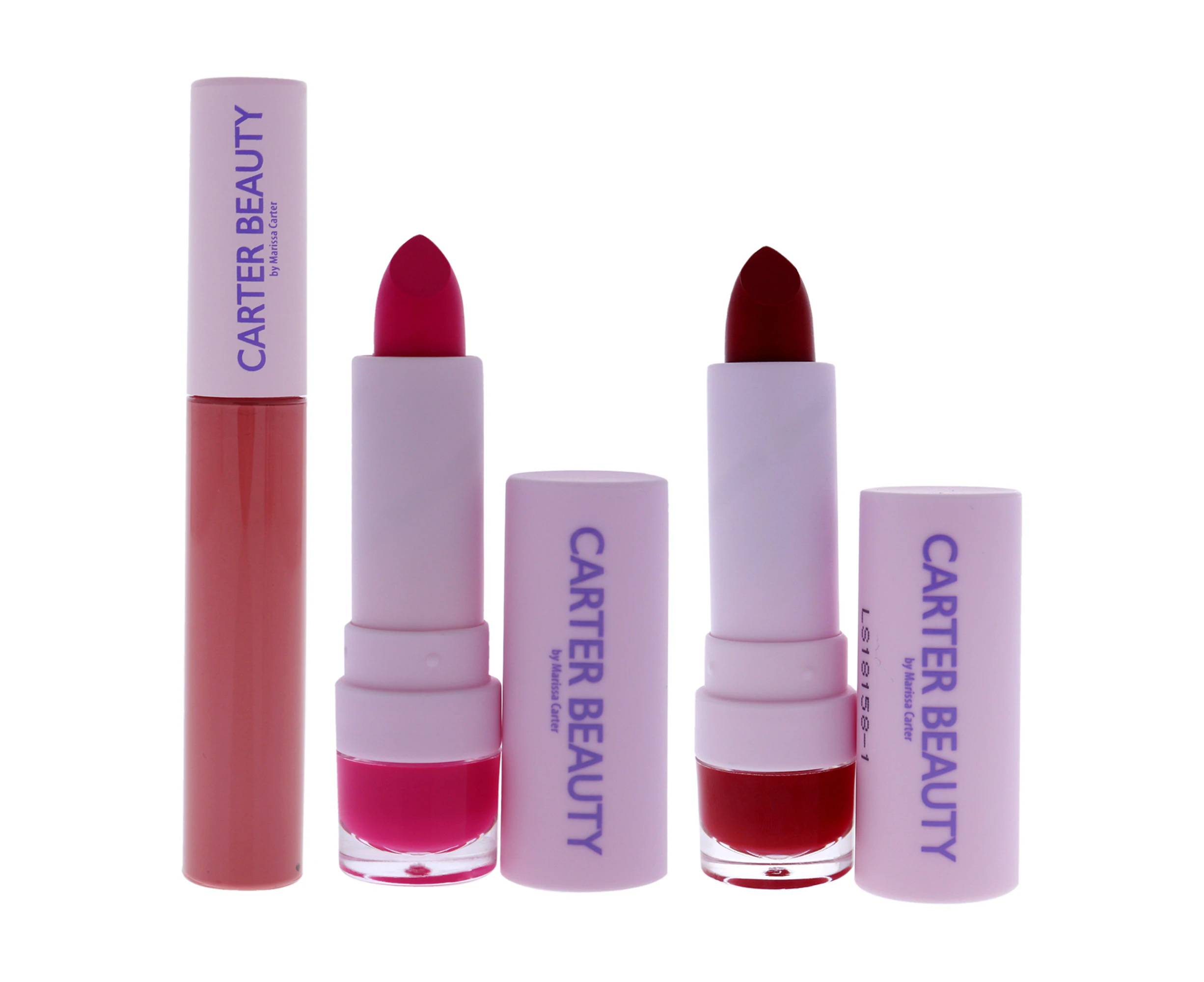 Word of Mouth Velvet Matte Lipstick- Jo-3NA and Free Speech Lip Tint- Diana Kit by Carter Beauty for Women - 3 Pc Kit 0.26oz Lipstick, 2 x 0.16oz Lipstick