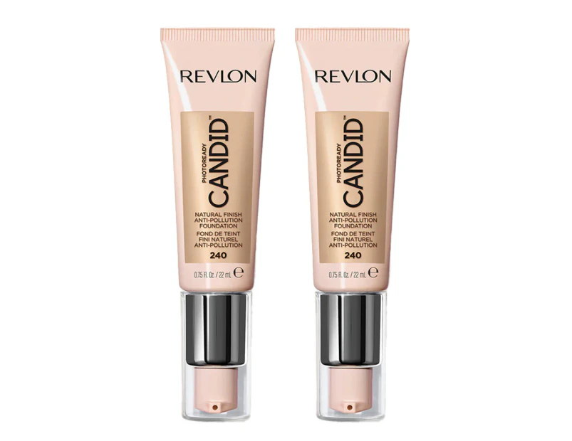 Revlon Photoready Candid Natural Finish Anti Pollution Foundation 22ml 240 Natural Beige 2 Pack