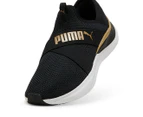 Puma Women's Softride Harmony Slip On Runners - Black/White/Gold