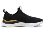 Puma Women's Softride Harmony Slip On Runners - Black/White/Gold