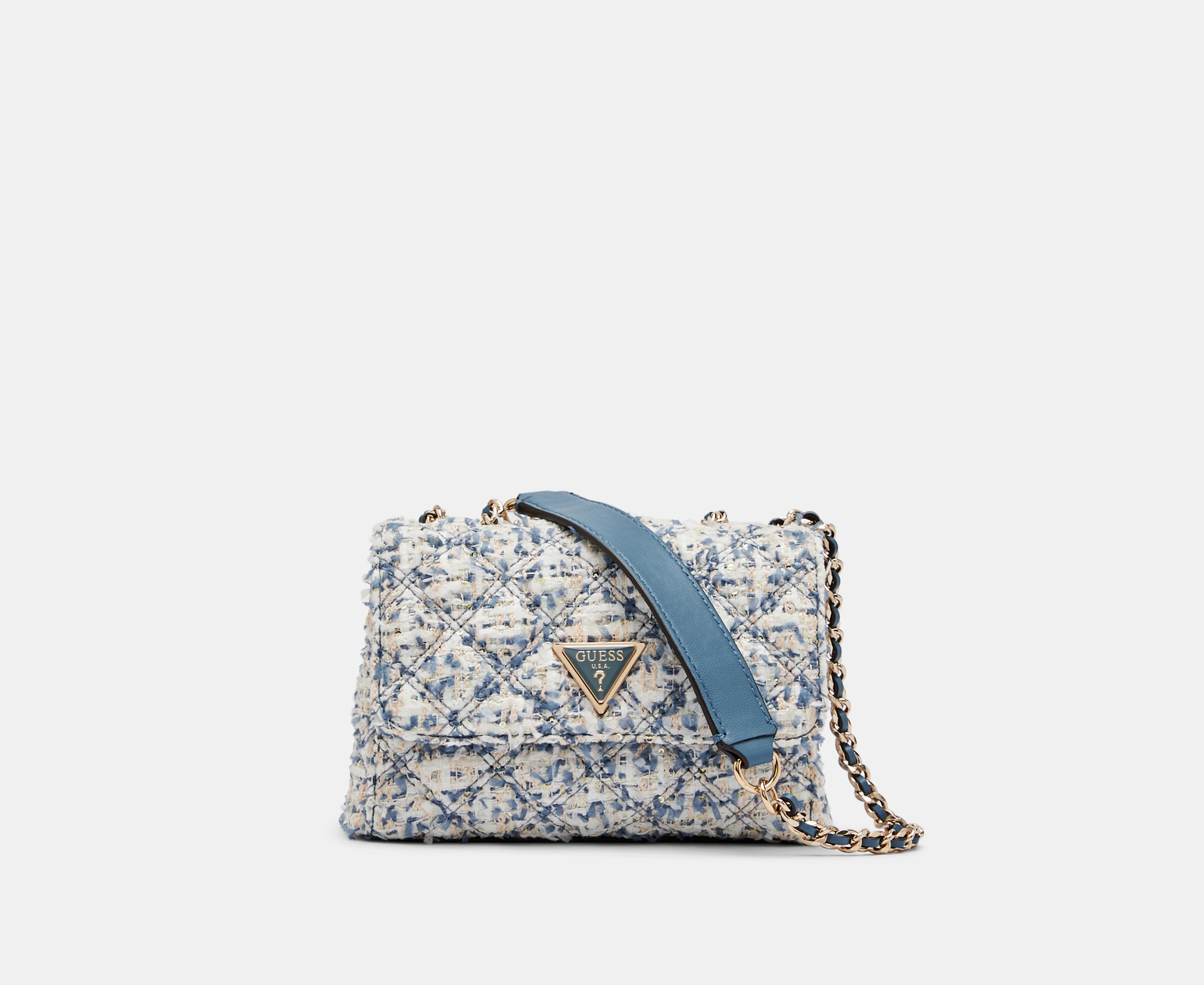 GUESS Giully Mini Convertible Crossbody Bag - White/Blue