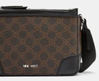 Nine West Ellis Double Zip Crossbody Bag - Brown Logo/Black