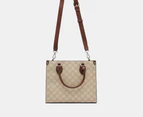 Nine West Chelsay Satchel Bag - Mushroom Logo/Mahogany