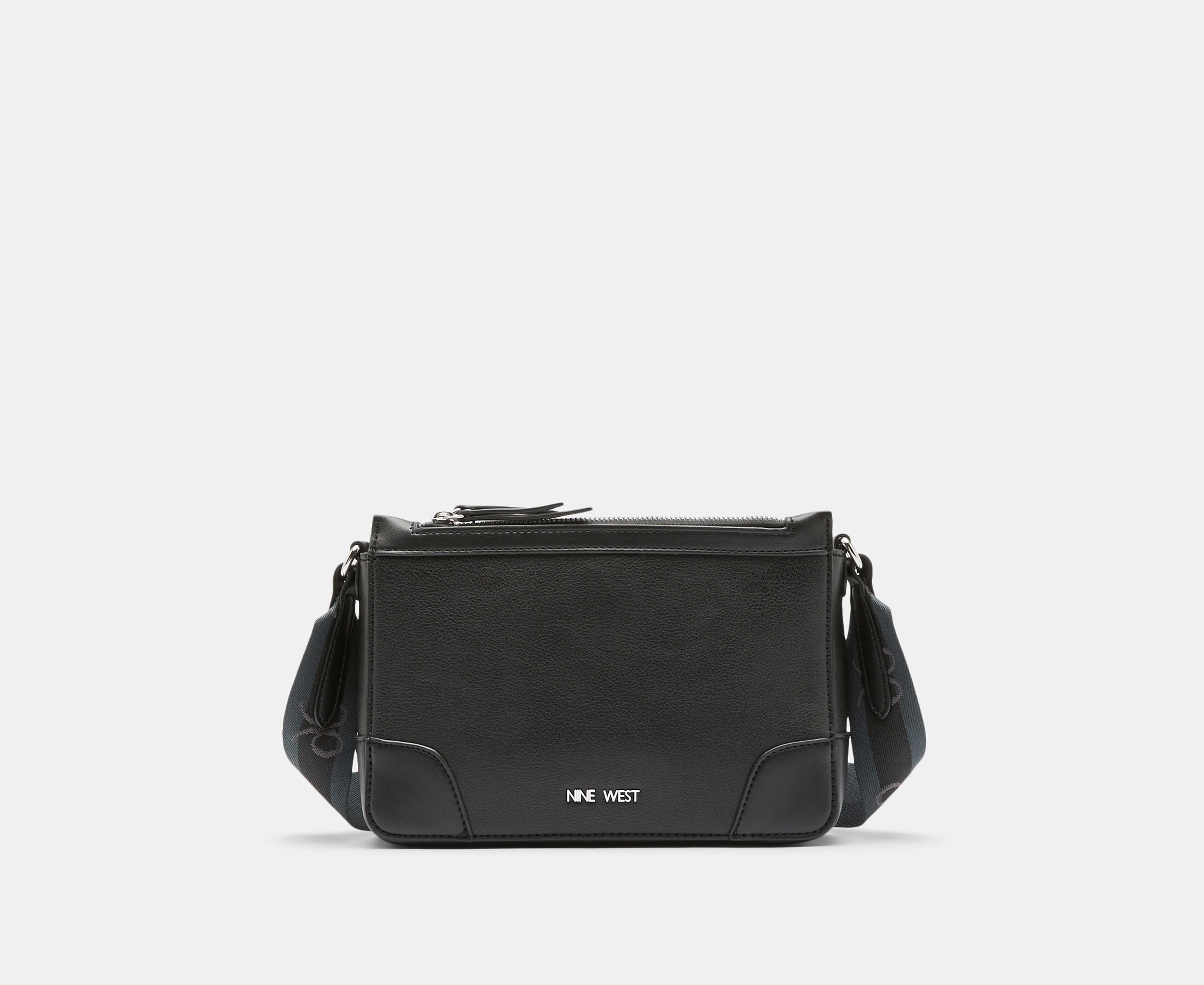 Nine West Ellis Double Zip Crossbody Bag - Black