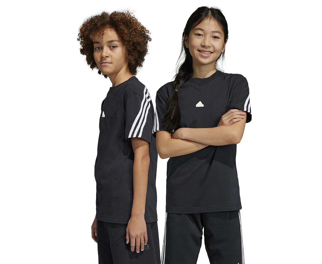 Adidas Youth Future Icons 3-Stripes Tee / T-shirt / Tshirt - Black/White