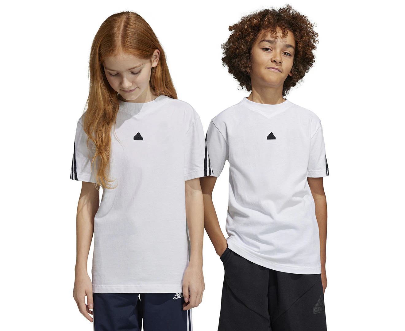 Adidas Youth Future Icons 3-Stripes Tee / T-shirt / Tshirt - White/Black