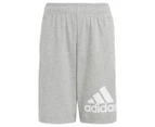 Adidas Youth Essentials Big Logo Cotton Shorts - Medium Grey Heather/White