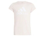 Adidas Youth Girls' Essentials Big Logo Tee / T-Shirt / Tshirt - Sandy Pink/White