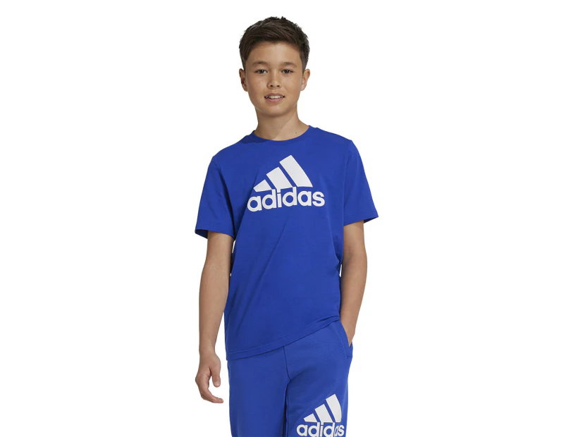 Adidas Youth Essentials Big Logo Tee / T-Shirt / Tshirt - Semi Lucid Blue/White