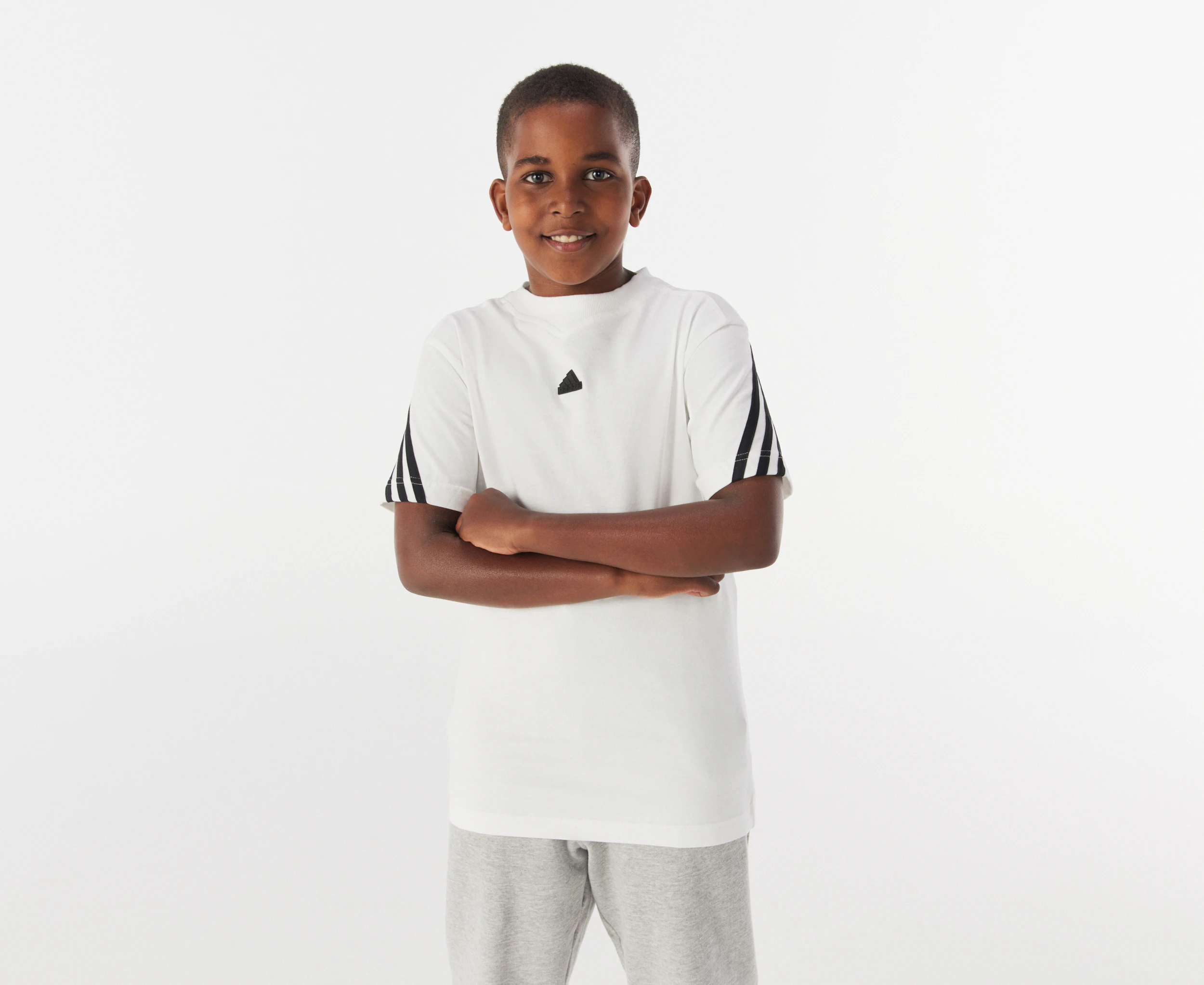 Adidas Youth Future Icons 3-Stripes Tee / T-shirt / Tshirt - White/Black