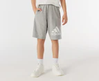 Adidas Youth Essentials Big Logo Cotton Shorts - Medium Grey Heather/White