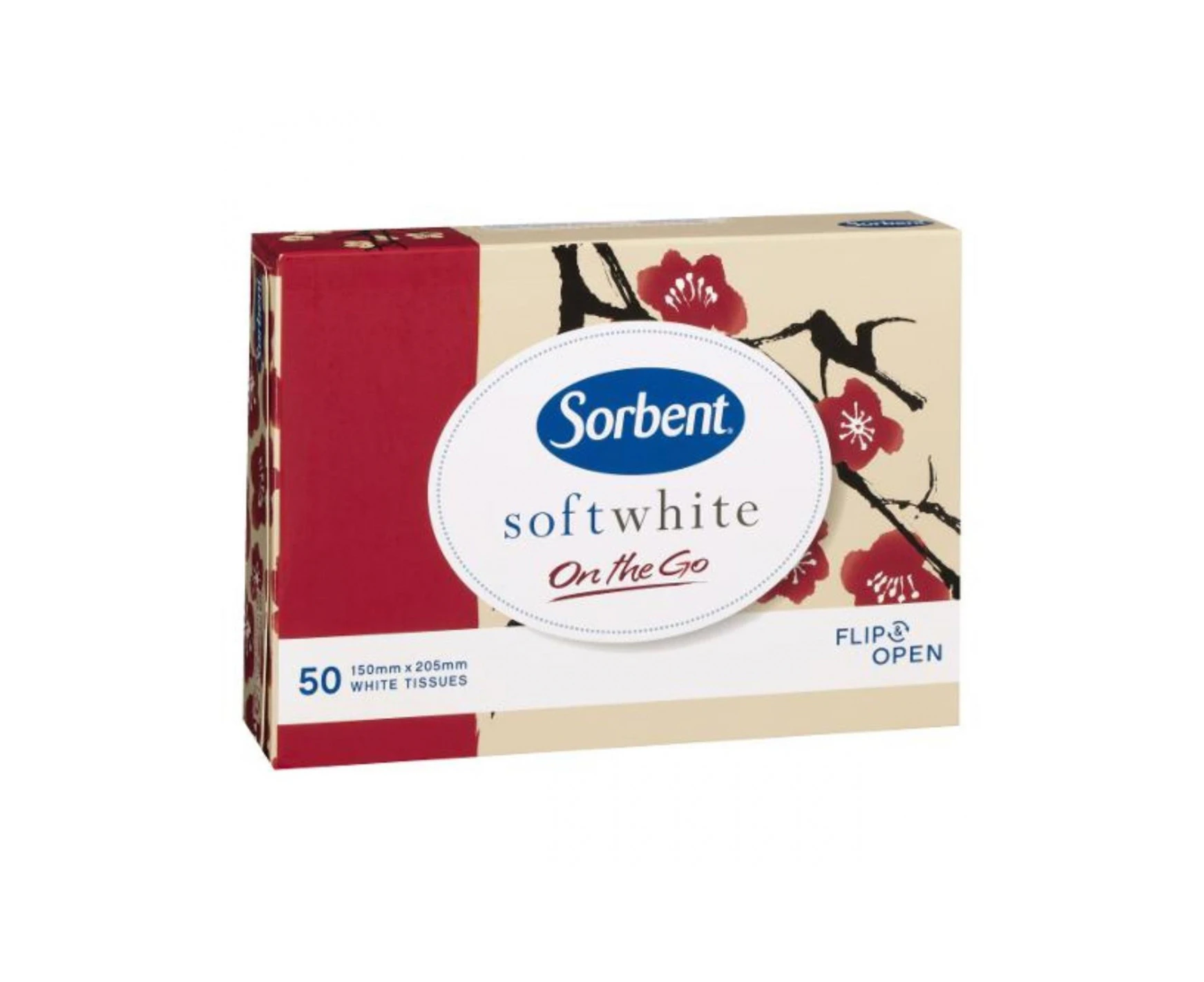 Sorbent On The Go White Travel Facial Tissues 50ea x 24